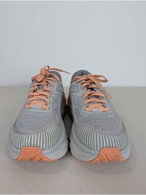 Hoka one one women's Bondi 7 gray with orange running shoes size 7.5D